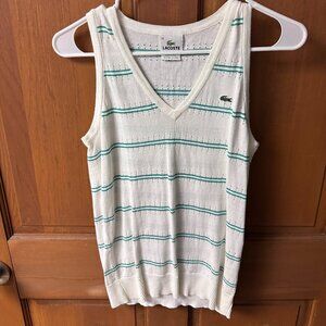 Lacoste Women's White and Green Tank Top Size 34 in Great Shape!